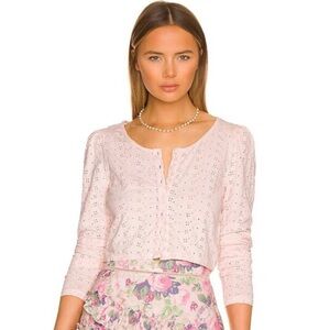 LoveShackFancy Light Pink Eyelet pink preppy bohemian boho Blouse size medium